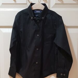 Izod Boy's Classic Black Long Sleeve Button Down Shirt   Size 4-5
